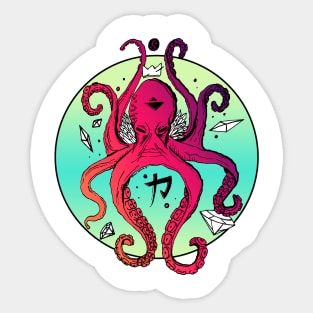 Blue Red Blend Brown Octopus Sticker